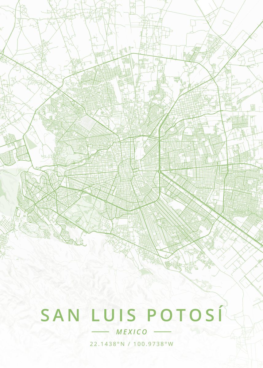 San Luis Potosi Mexico' Poster by Designer Map Art | Displate