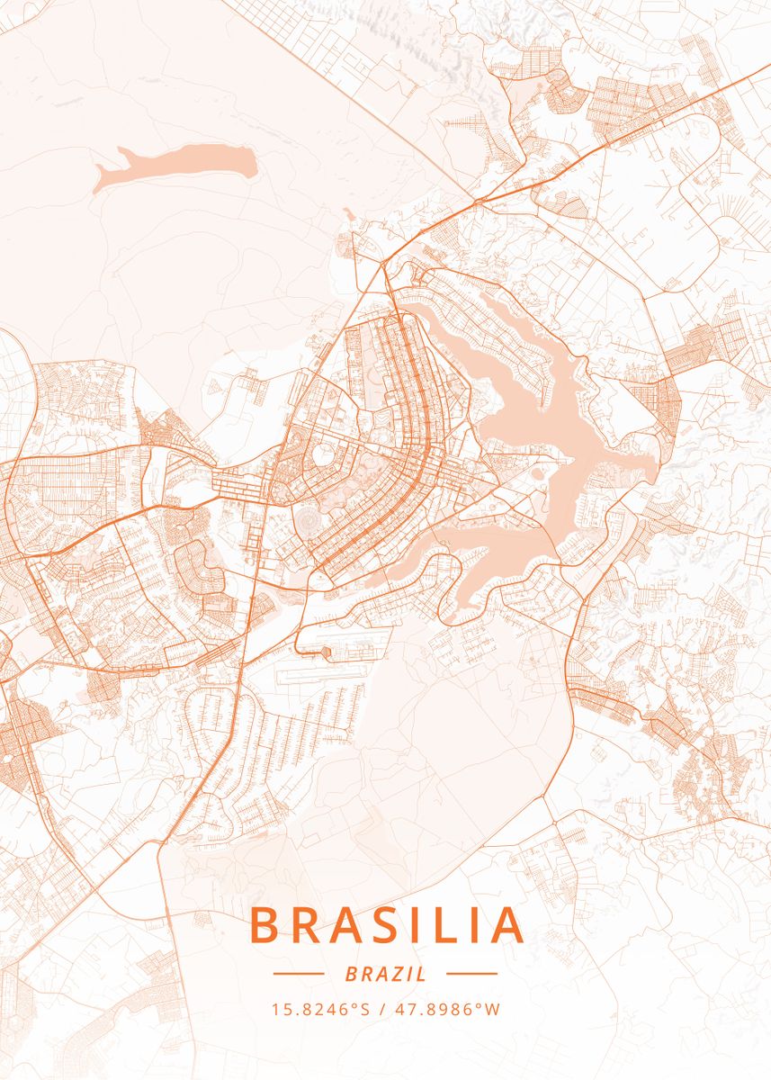 'Brasilia Brazil' Poster, picture, metal print, paint by Designer Map ...