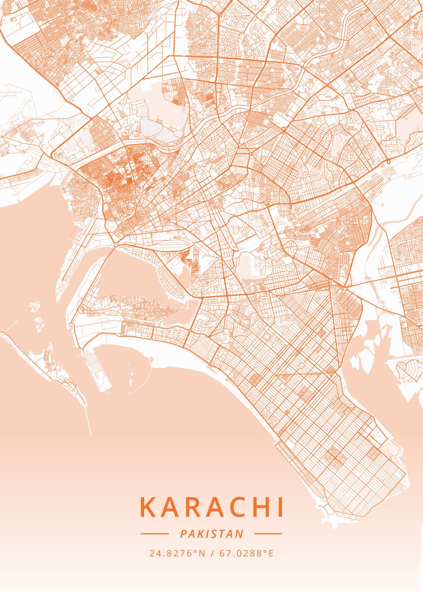 'Karachi Pakistan' Poster, picture, metal print, paint by Designer Map ...