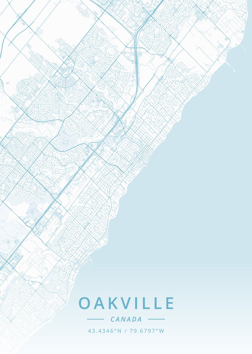 'Oakville Canada' Poster, picture, metal print, paint by Designer Map ...