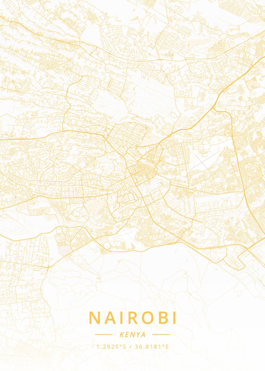 'Nairobi Kenya' Poster, picture, metal print, paint by Designer Map Art ...