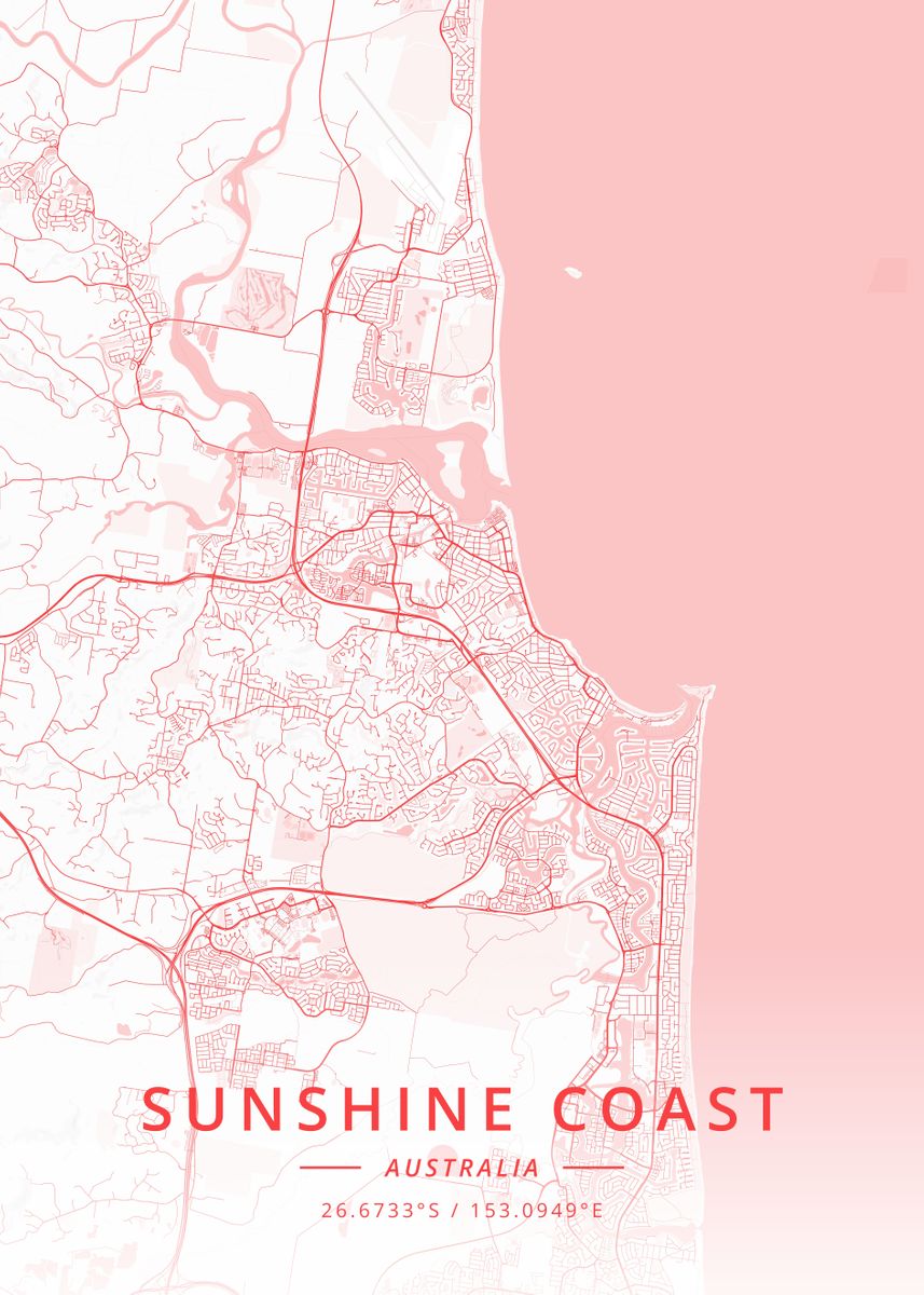 'Sunshine Coast Australia' Poster by Designer Map Art | Displate
