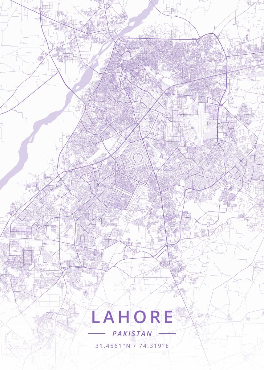 'Lahore Pakistan' Poster, picture, metal print, paint by Designer Map ...