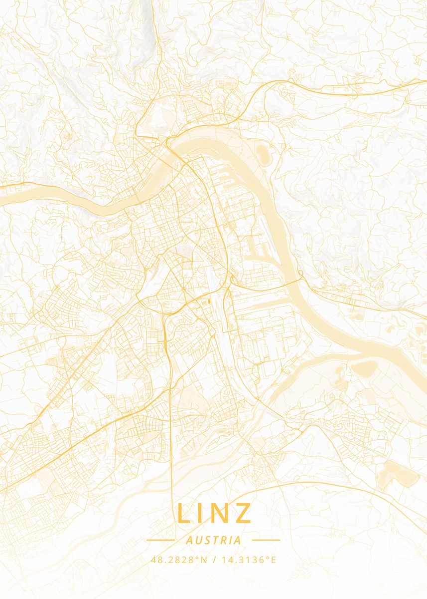 'Linz Austria' Poster, picture, metal print, paint by Designer Map Art ...