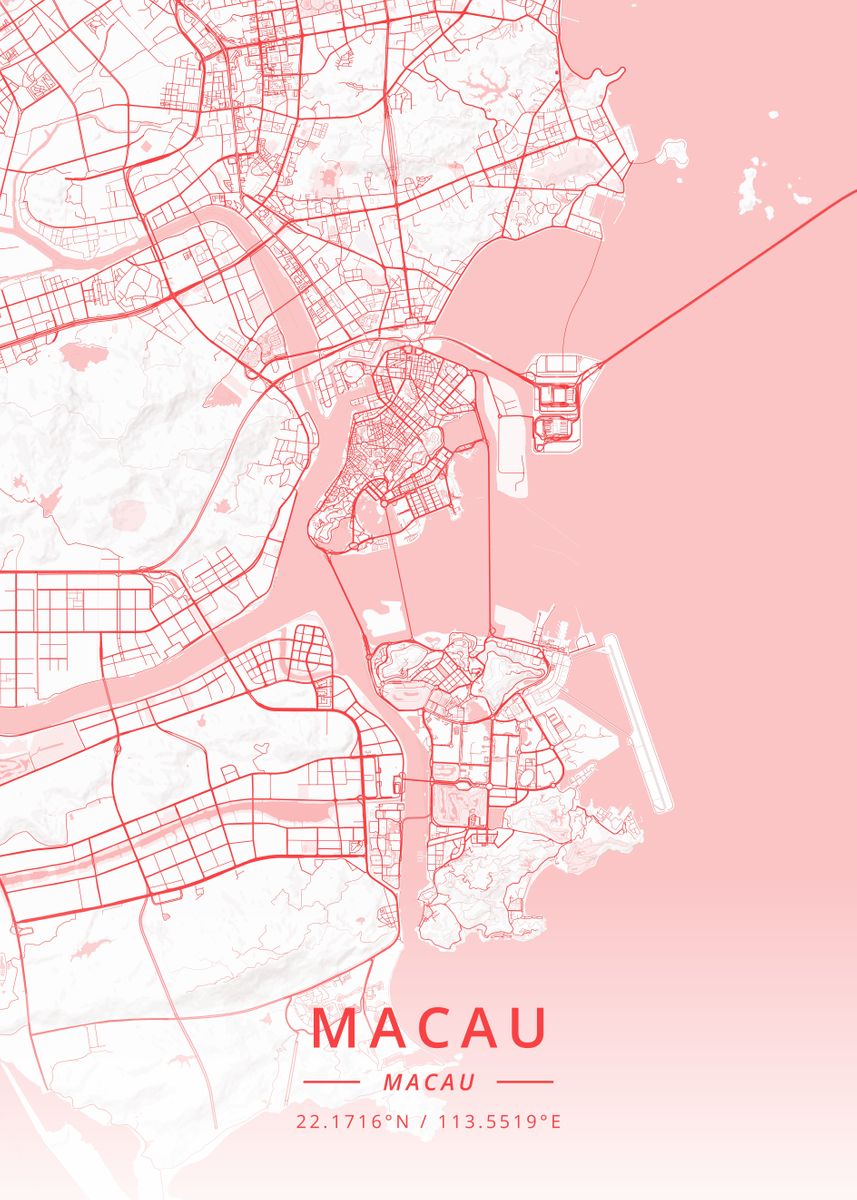 'Macau Macau' Poster, picture, metal print, paint by Designer Map Art ...