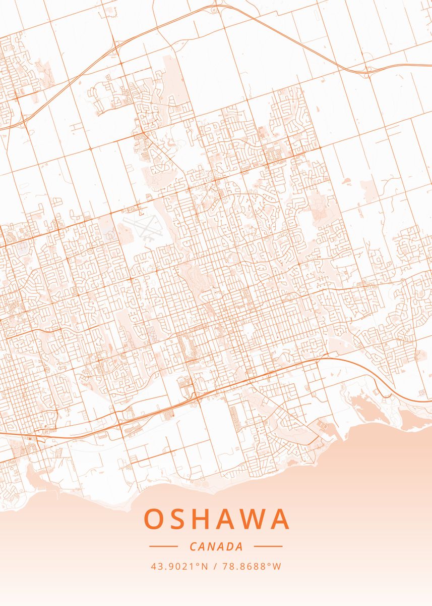 'Oshawa Canada' Poster, picture, metal print, paint by Designer Map Art ...