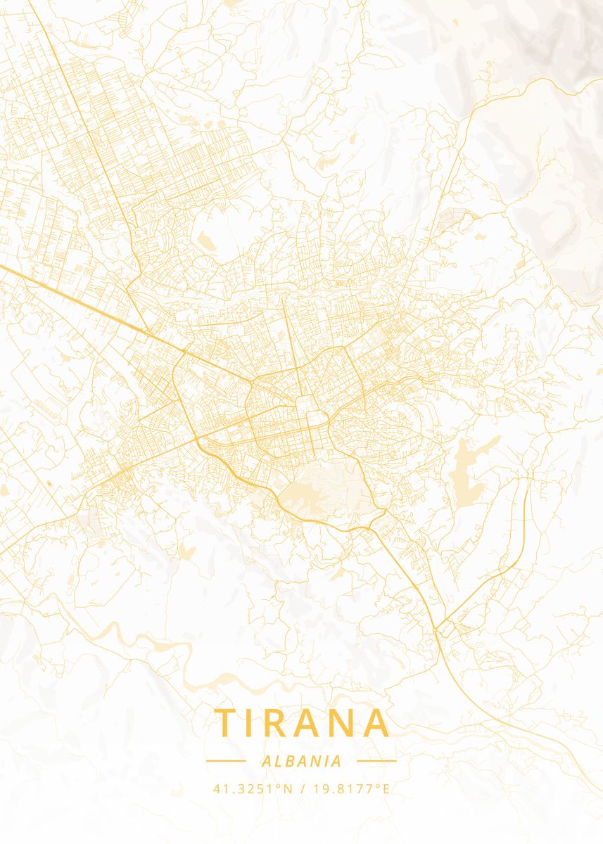 Tirana Albania Poster By Designer Map Art Displate 1245