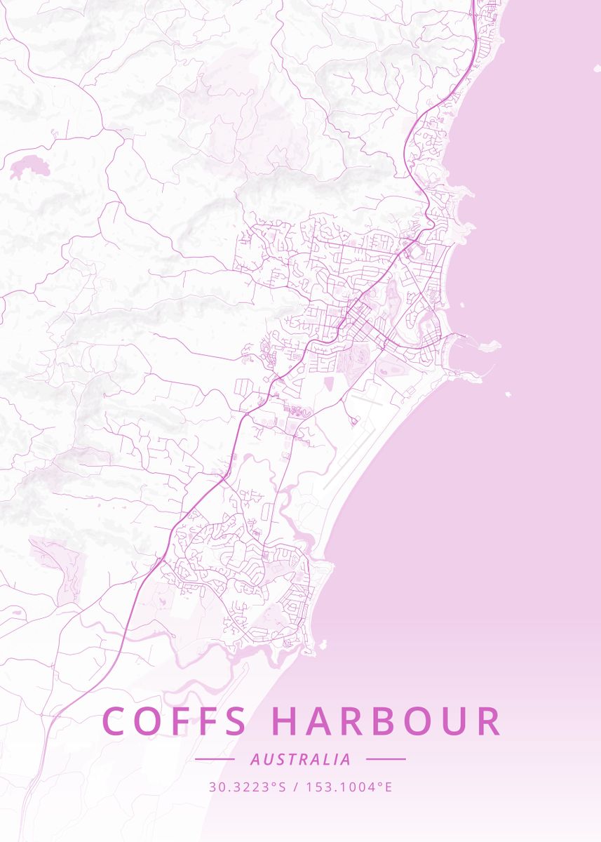 'Coffs Harbour Australia' Poster by Designer Map Art Displate