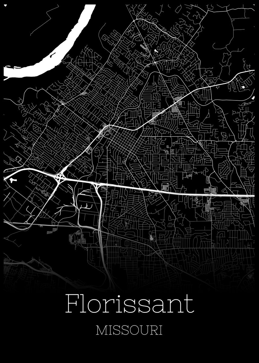 'Florissant Missouri map' Poster by RelDesign Displate
