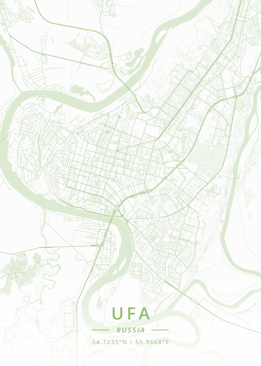 Ufa Russia Poster By Designer Map Art Displate