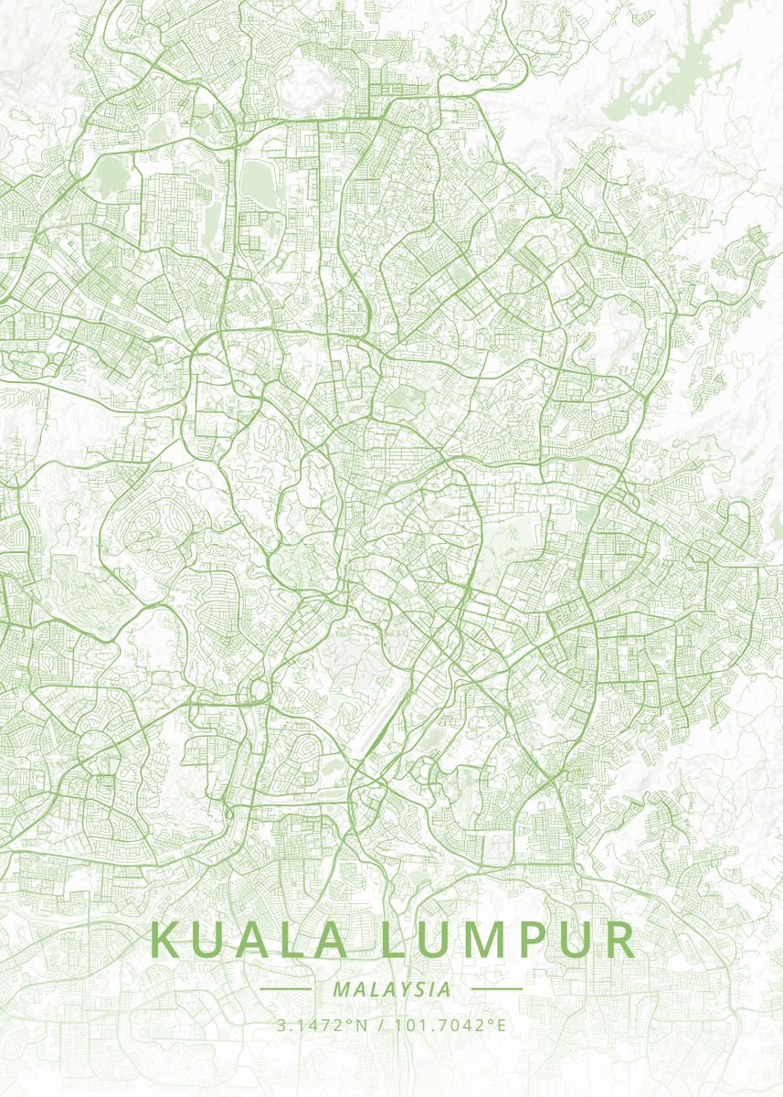 'Kuala Lumpur Malaysia' Poster by Designer Map Art | Displate