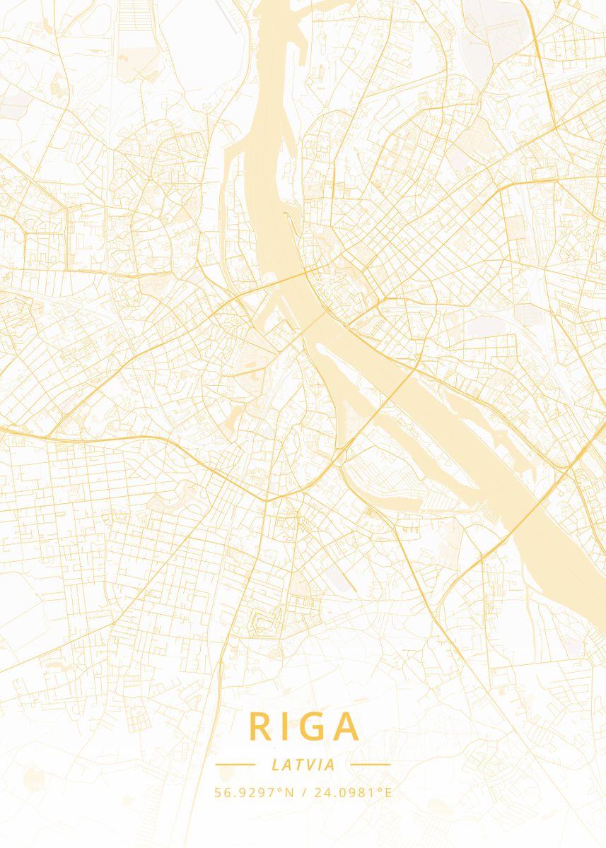 'Riga Latvia' Poster, picture, metal print, paint by Designer Map Art ...