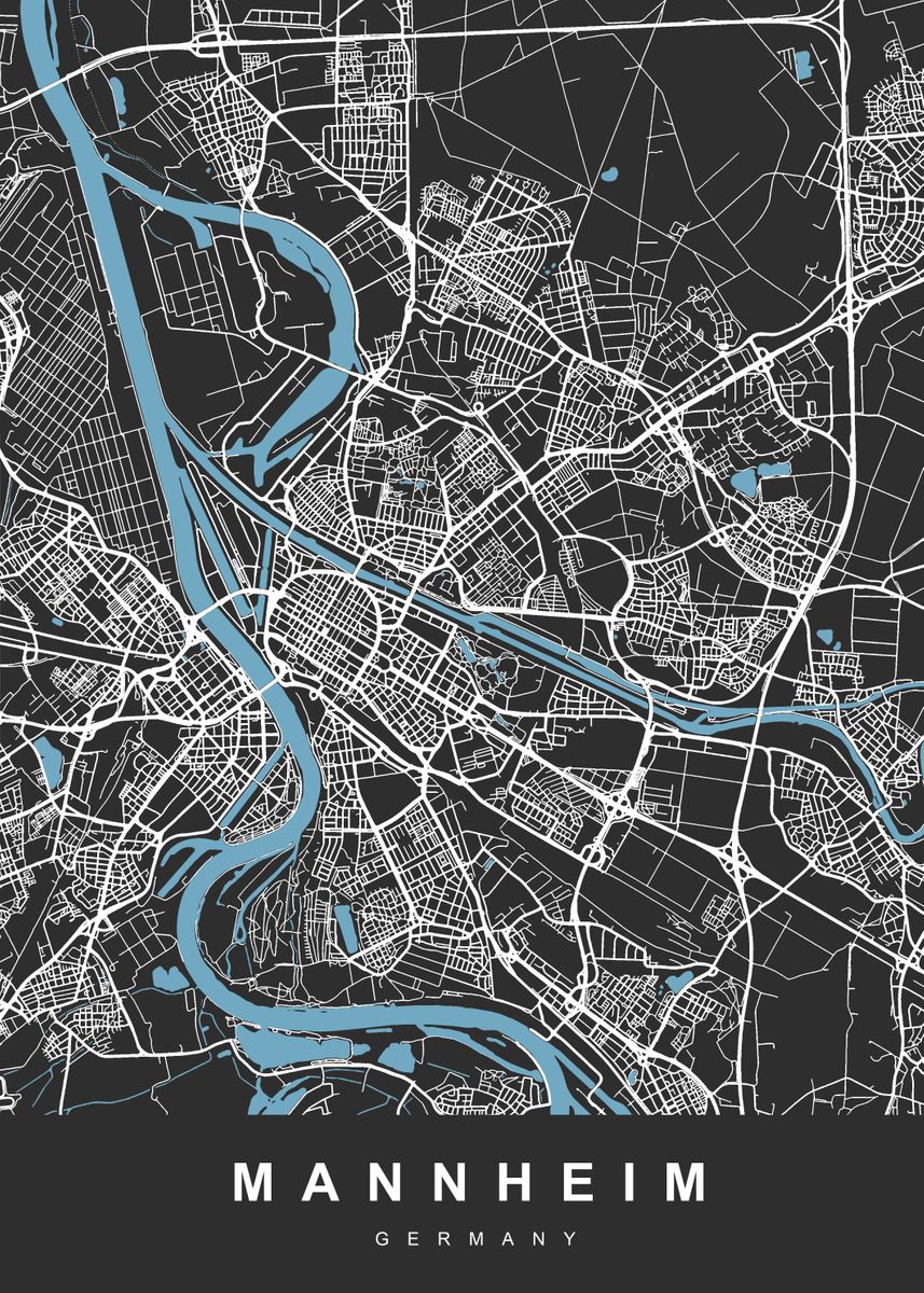 'MANNHEIM City Map GERMANY' Poster by UrbanMaps | Displate