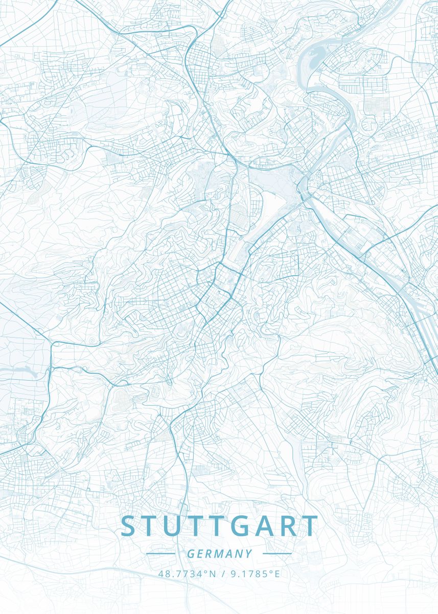'Stuttgart Germany' Poster, picture, metal print, paint by Designer Map ...