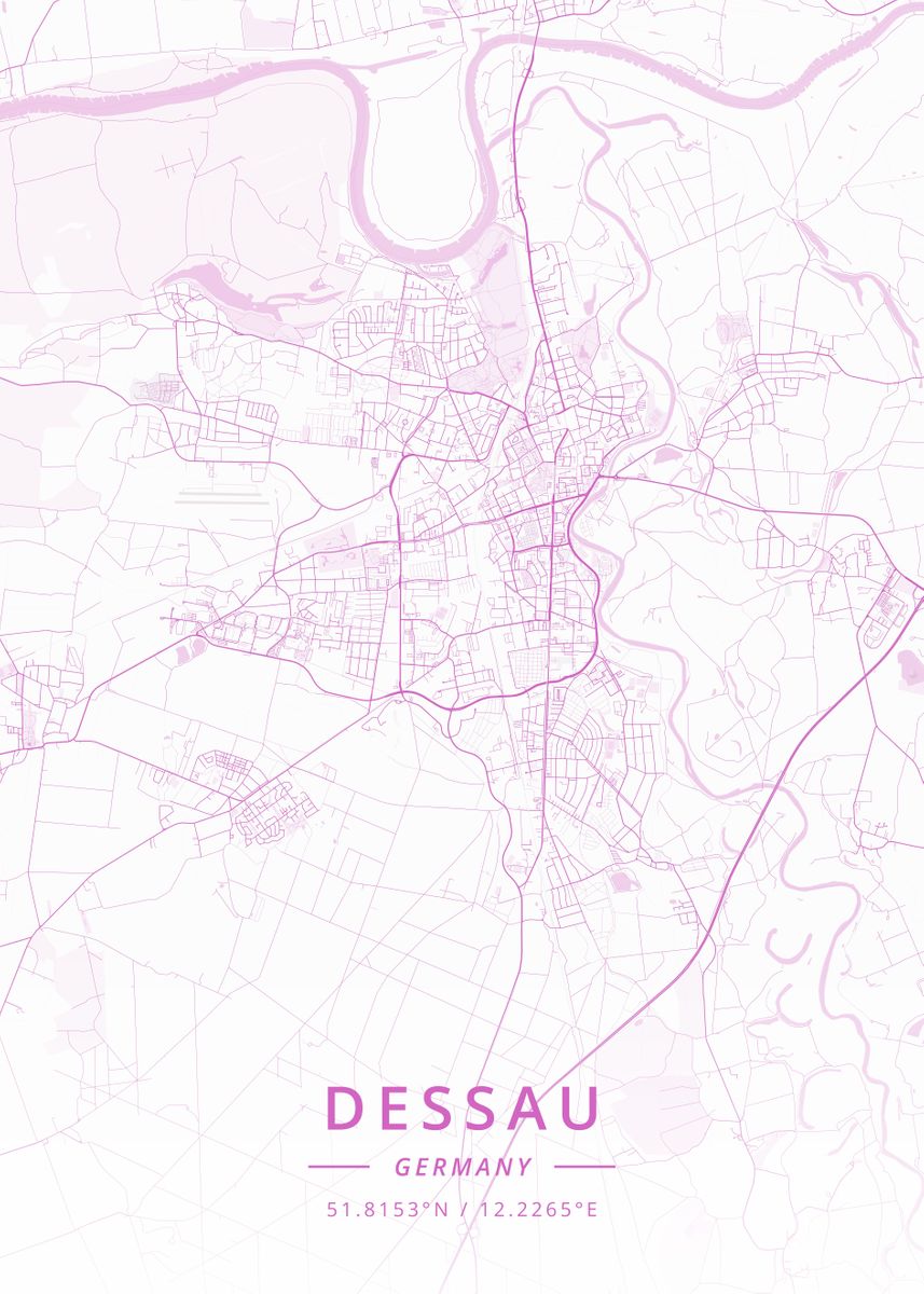 'Dessau Germany' Poster, picture, metal print, paint by Designer Map ...