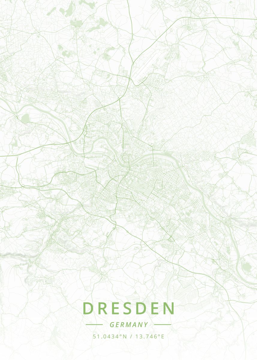 'Dresden Germany' Poster, picture, metal print, paint by Designer Map ...
