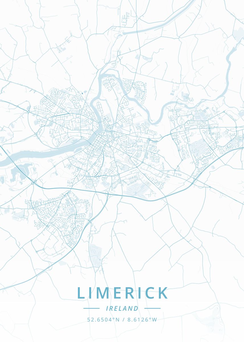 'Limerick Ireland' Poster by Designer Map Art | Displate
