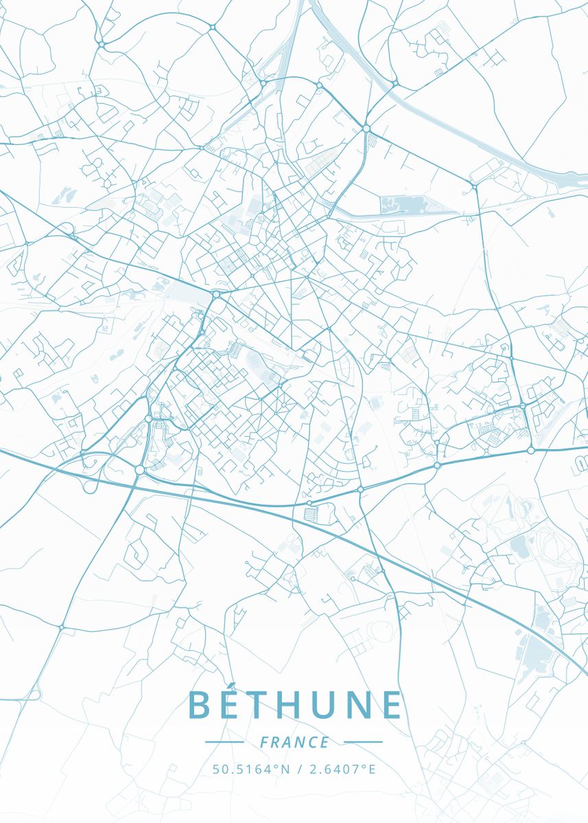 'Bethune France' Poster by Designer Map Art Displate