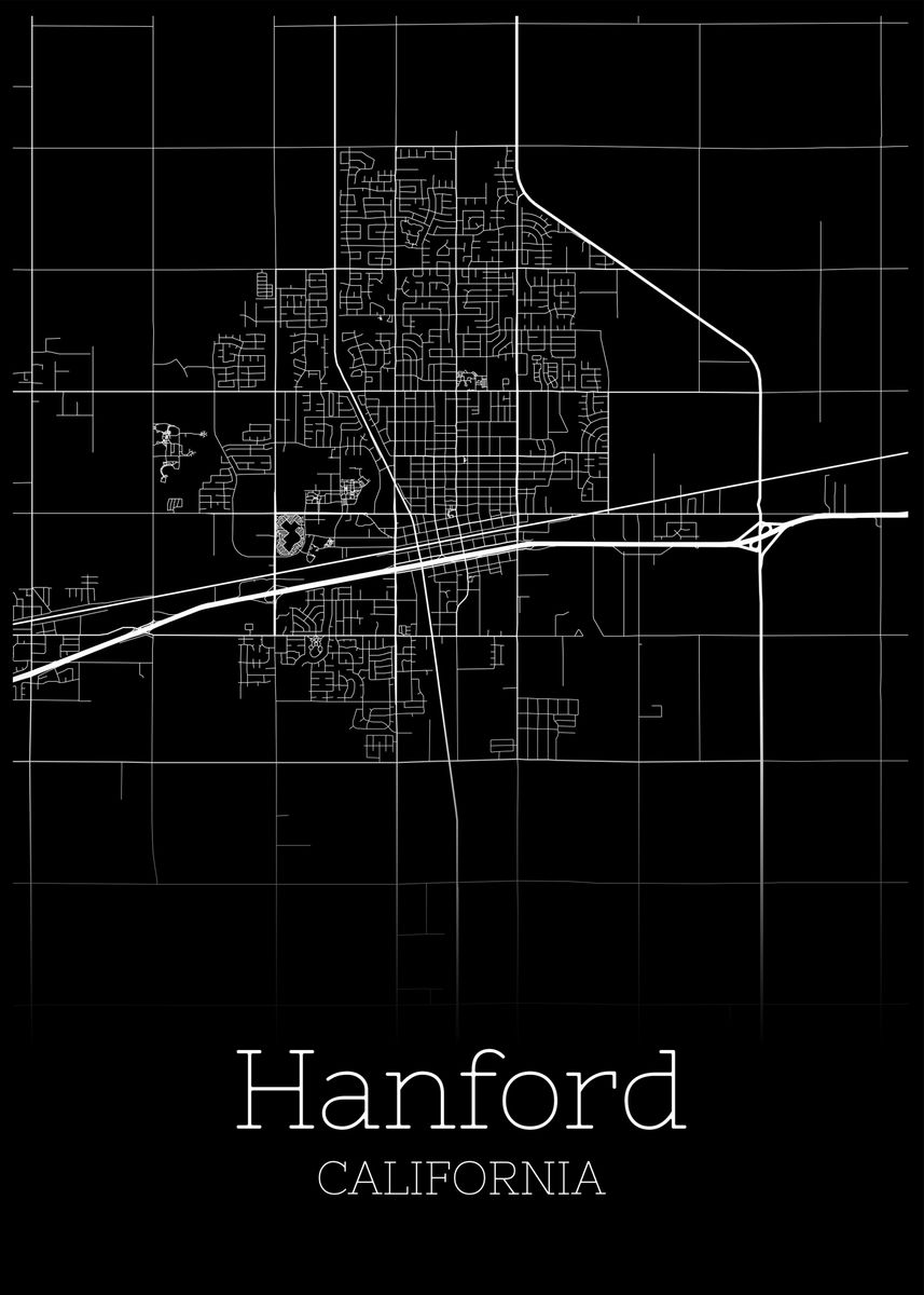 'Hanford California map' Poster, picture, metal print, paint by ...