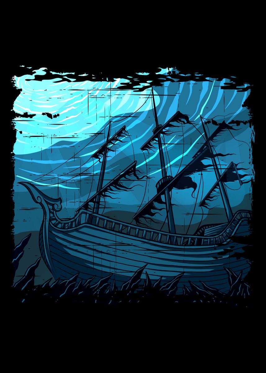 sunken pirate ship painting