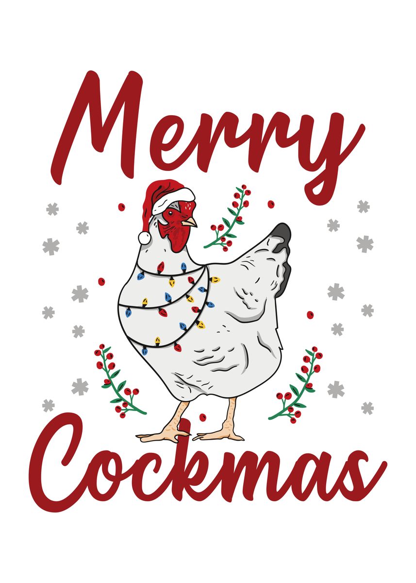 'Funny Festive Rooster' Poster, picture, metal print, paint by Phil ...
