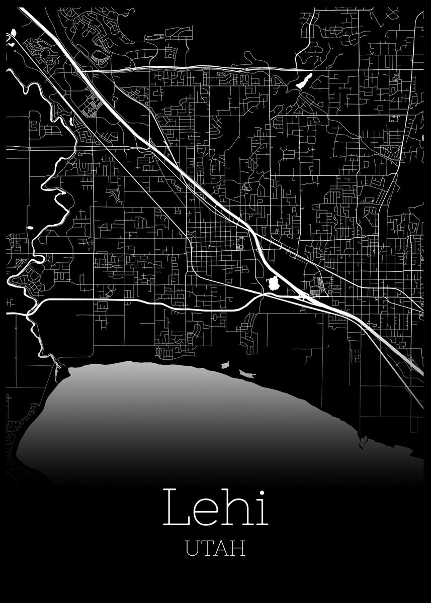 'Lehi Utah city map' Poster by RelDesign Displate