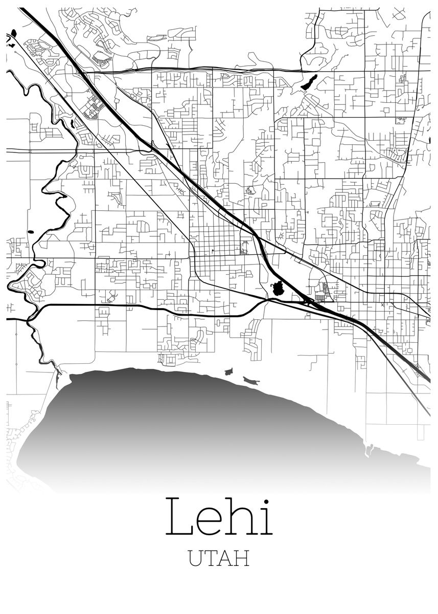 'Lehi Utah map' Poster, picture, metal print, paint by RelDesign Displate