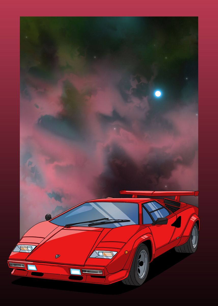 Lamborghini Countach 80s' Poster by ND Fat | Displate