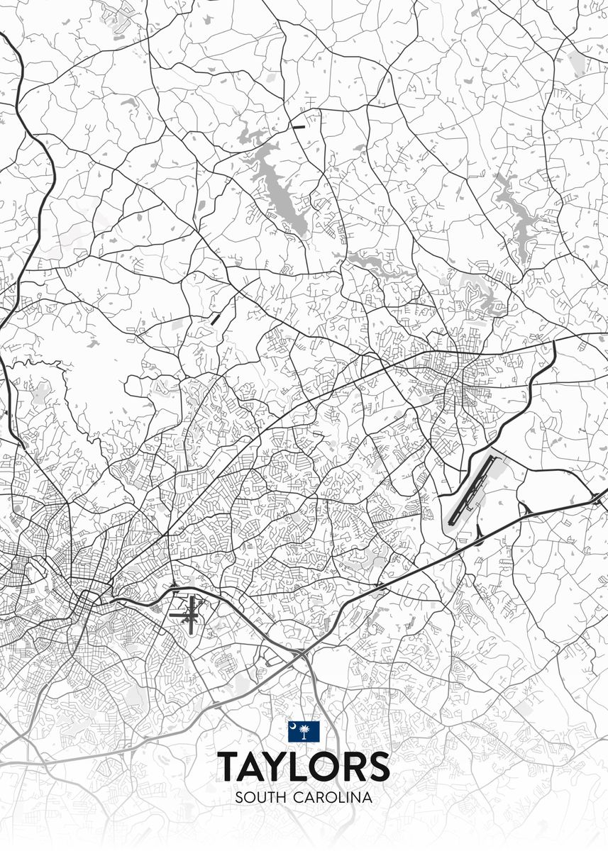 Taylors South Carolina Map Taylors Sc' Poster By Imr Designs | Displate