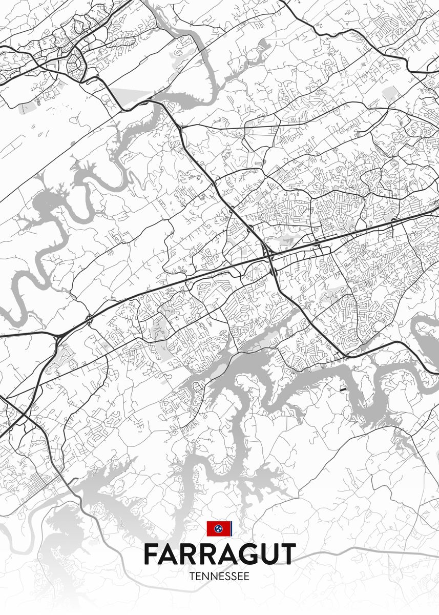 'Farragut TN' Poster, picture, metal print, paint by IMR Designs | Displate