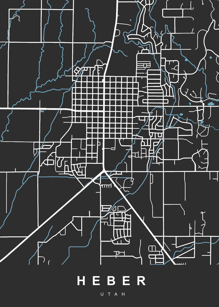 'HEBER Map UTAH USA' Poster by UrbanMaps | Displate