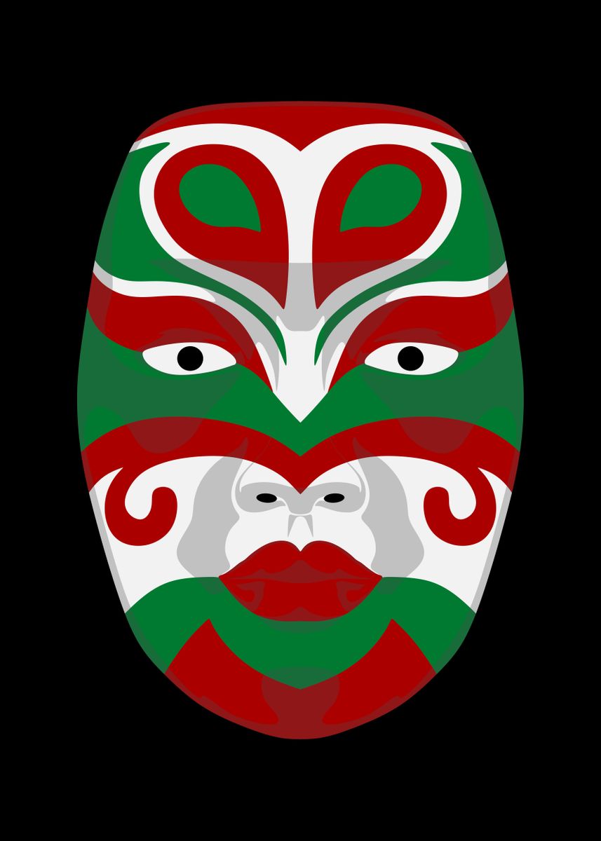 'Kabuki Mask 36' Poster, picture, metal print, paint by Josh B | Displate