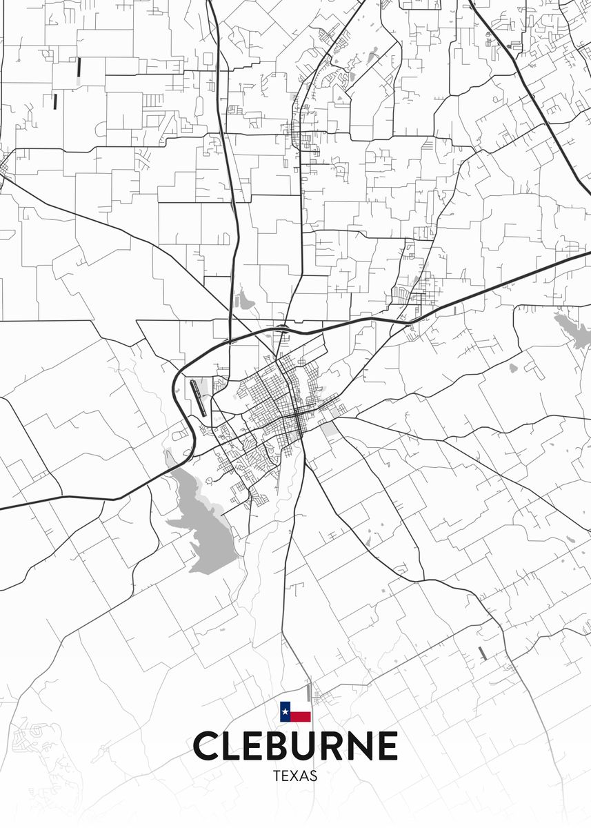 'Cleburne TX' Poster, picture, metal print, paint by IMR Designs Displate