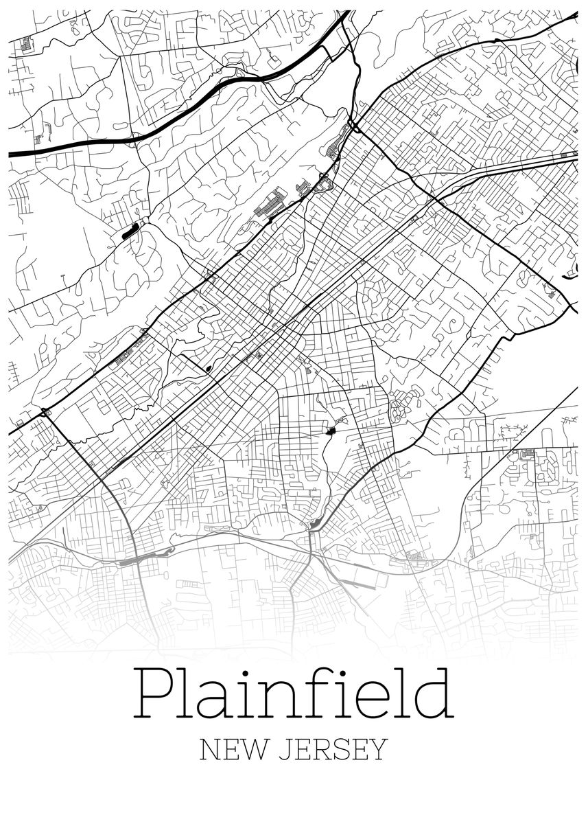 'Plainfield New Jersey map' Poster by RelDesign Displate