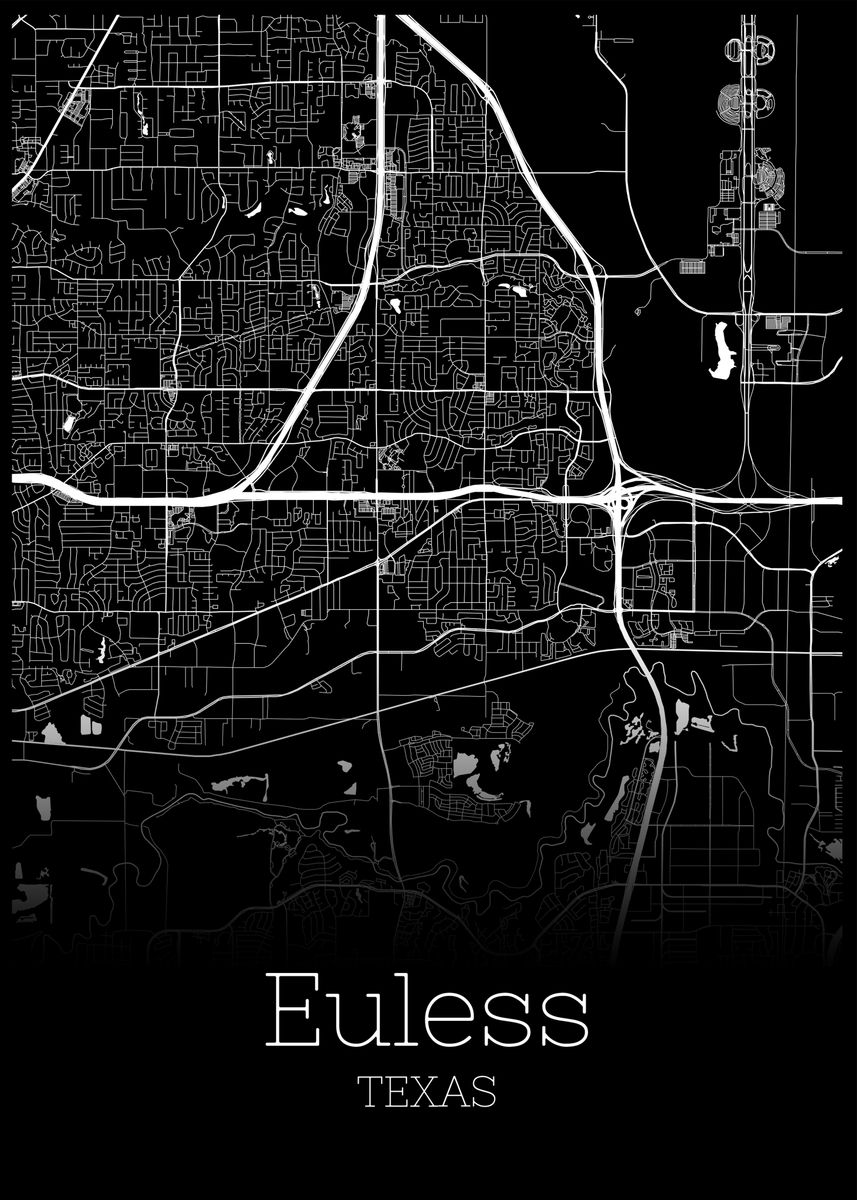 'Euless Texas city map' Poster by RelDesign Displate
