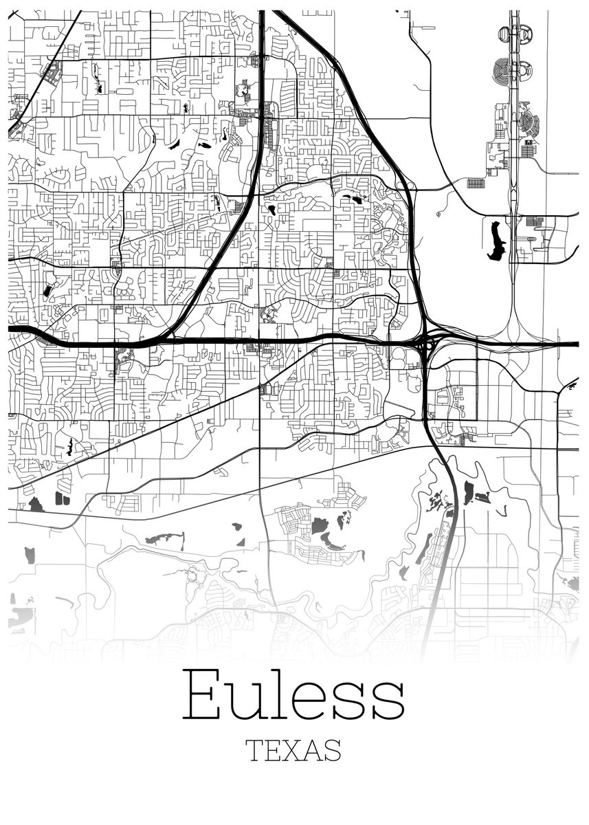 'Euless Texas map' Poster by RelDesign Displate