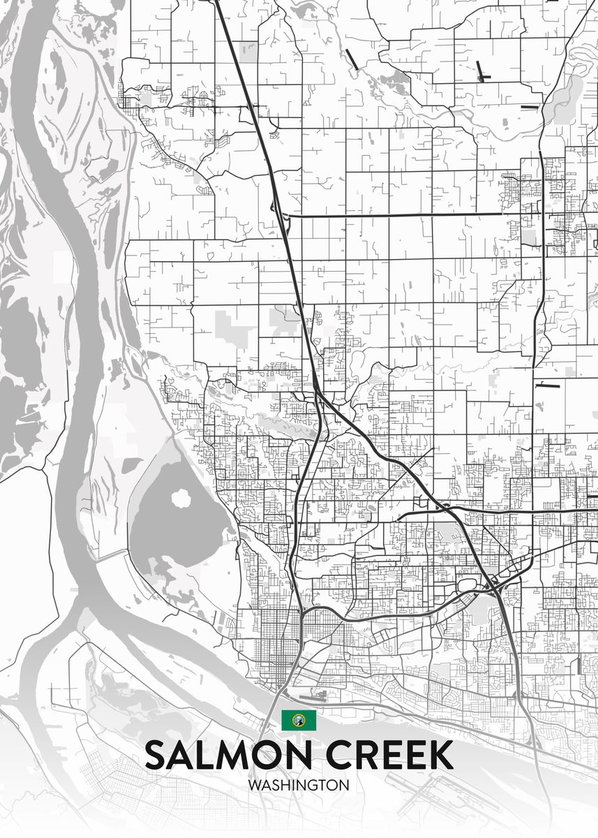 'Salmon Creek WA' Poster, picture, metal print, paint by IMR Designs