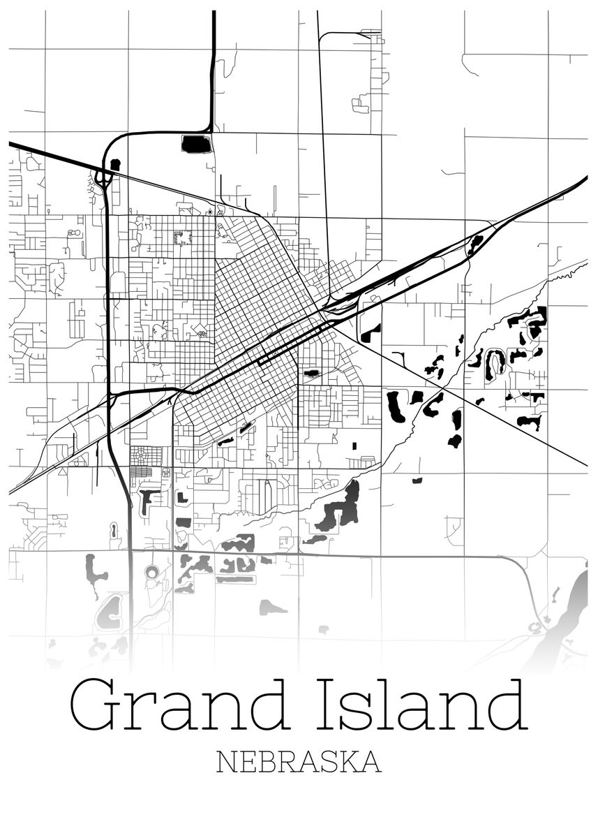 Grand Island Nebraska Map Poster By Reldesign Displate