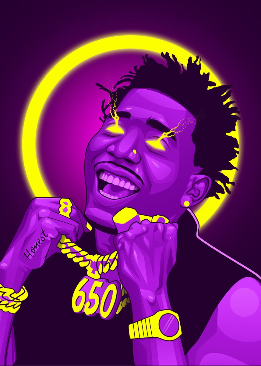 'YFN Lucci Neon' Poster, Picture, Metal Print, Paint By Colorize Studio ...