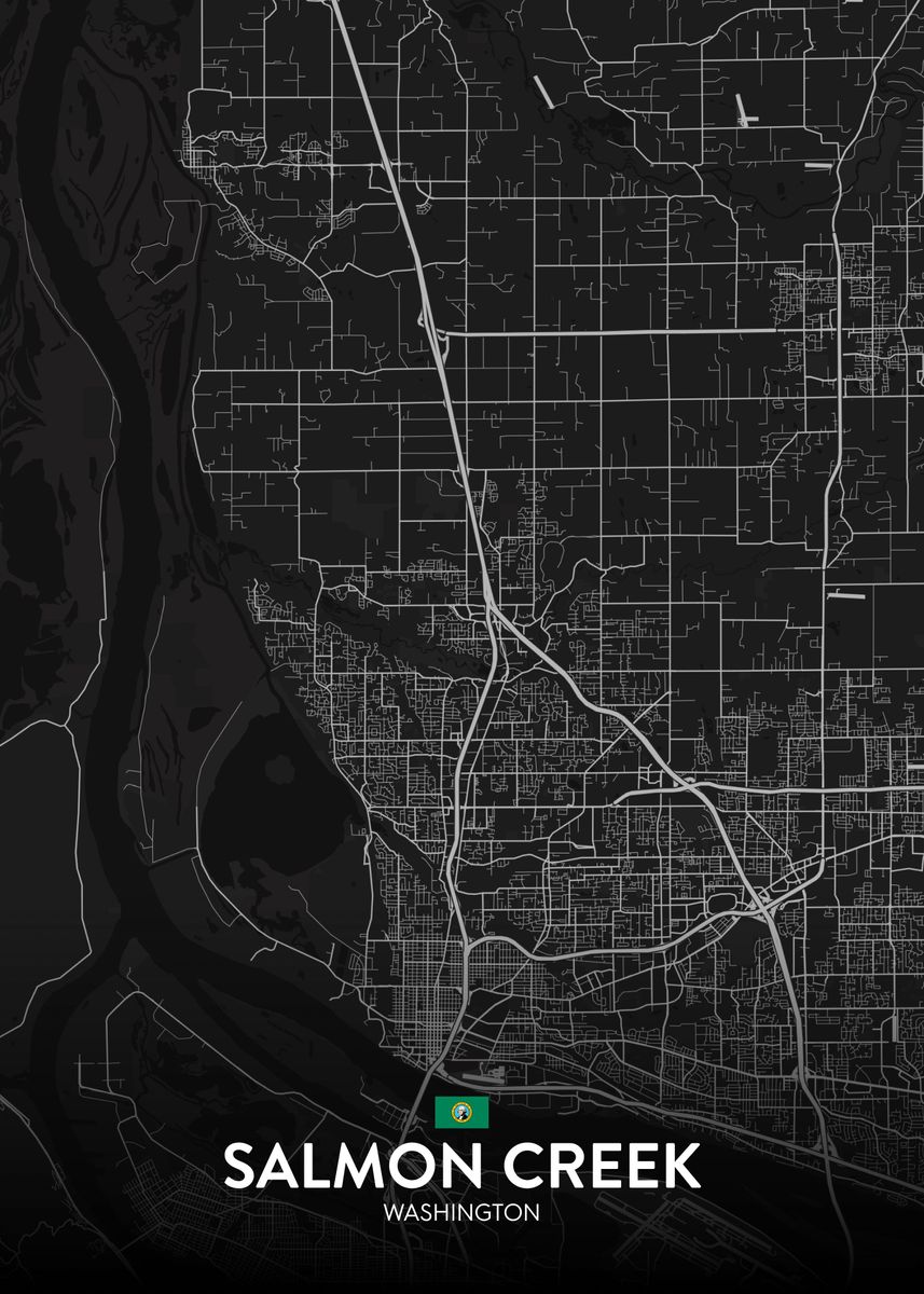 'Salmon Creek WA' Poster, picture, metal print, paint by IMR Designs