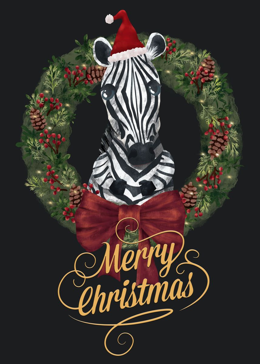 'Merry Christmas Zebra ' Poster by XandYart Displate