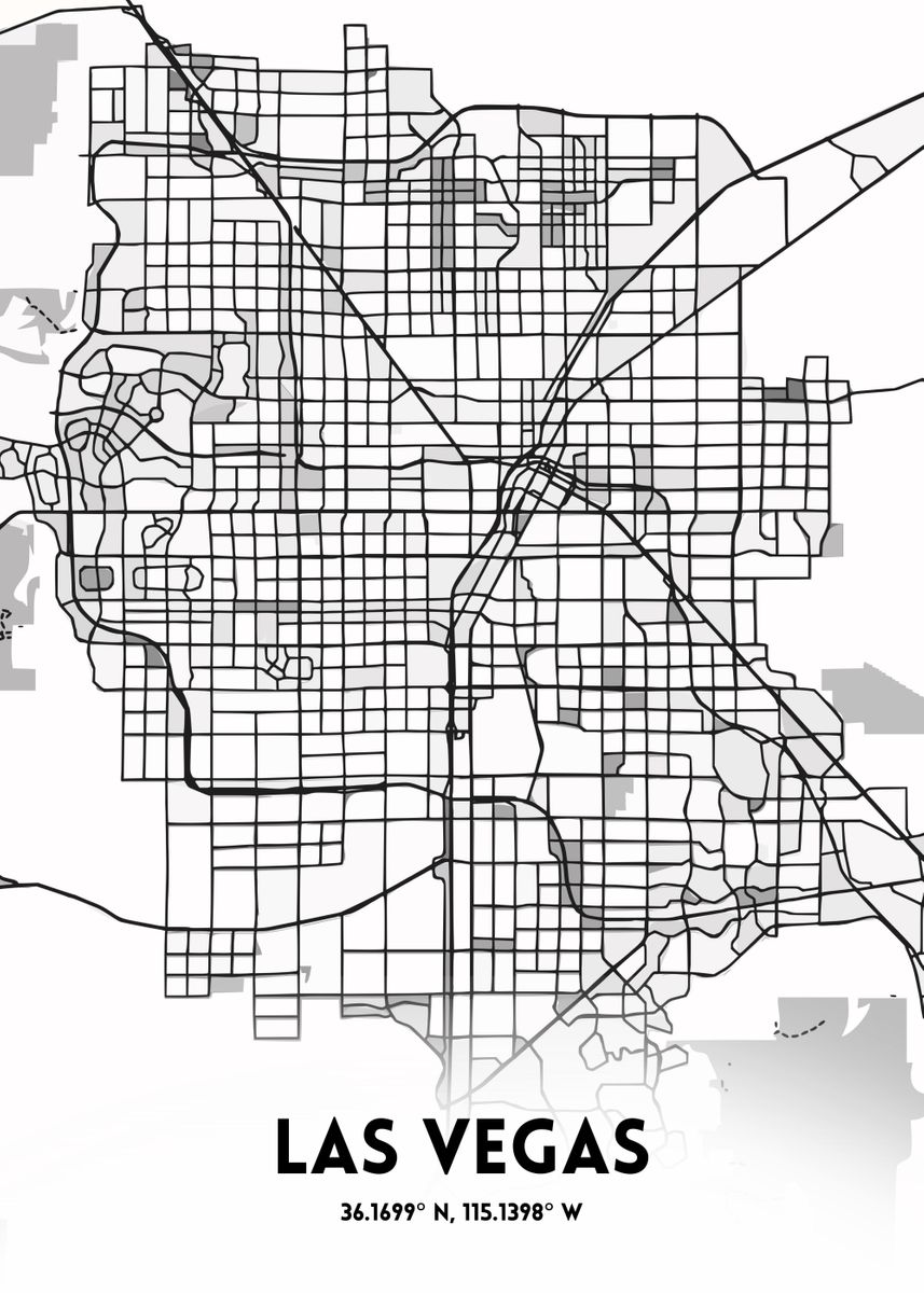 'Las Vegas Map' Poster by Simon Clement Displate