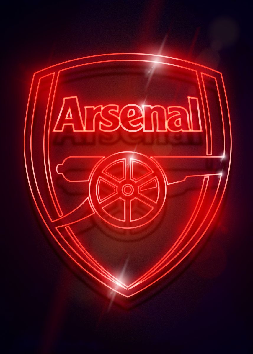 Neon Arsenal Crest Poster Picture Metal Print Paint By Arsenal