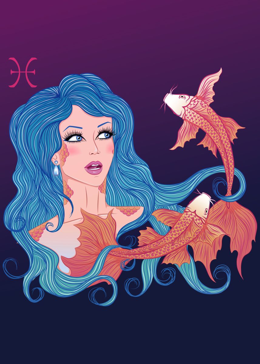 'Pisces Girl' Poster by Illustration Guy | Displate