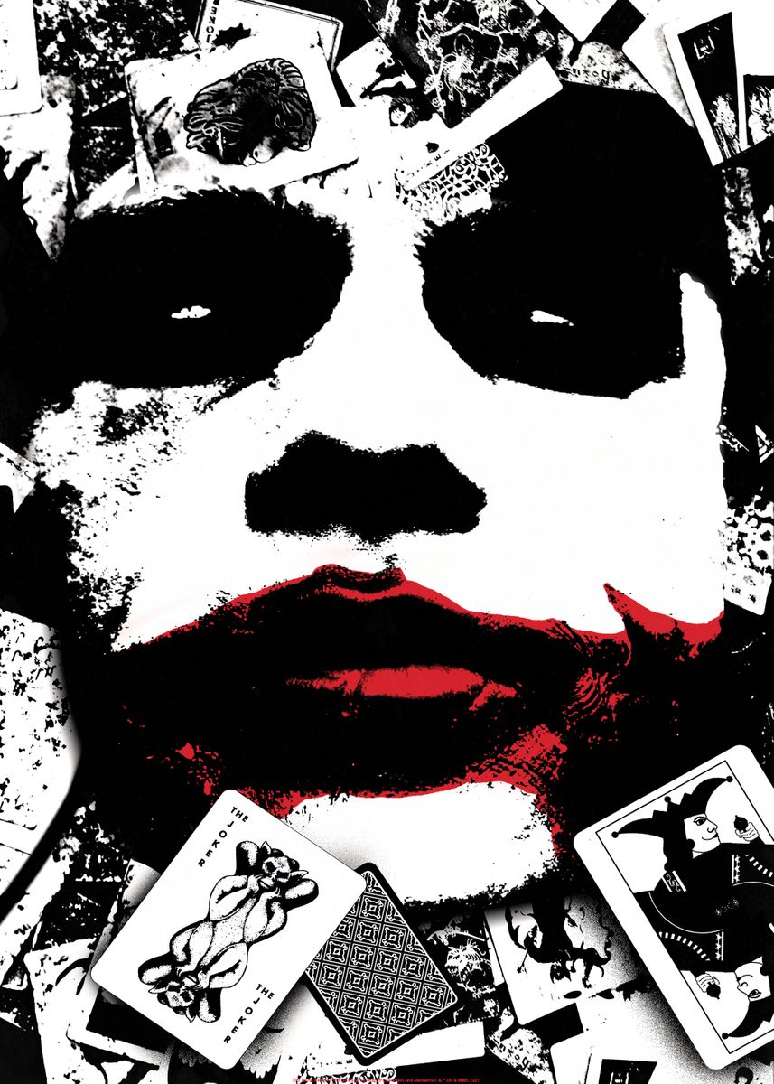 'Joker BW' Poster, picture, metal print, paint by DC Comics | Displate