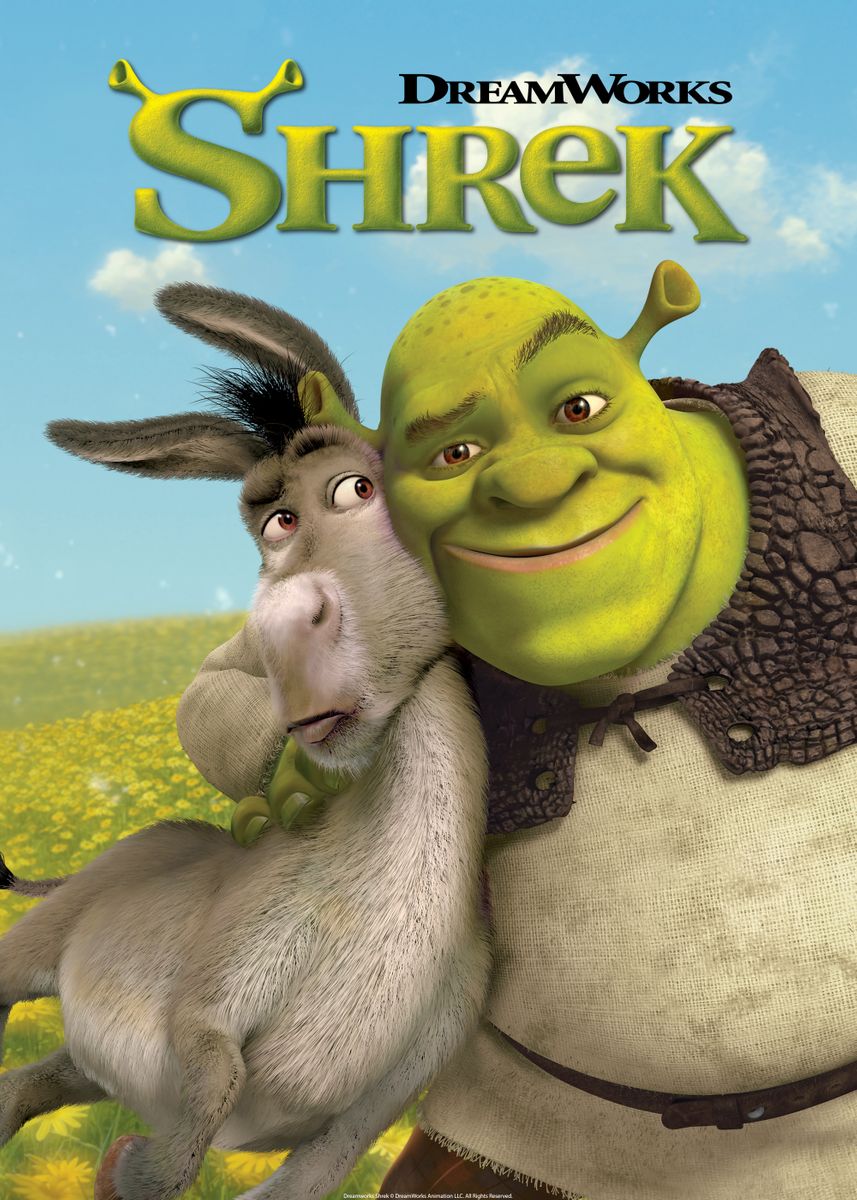 'Shrek and Donkey Poster' Poster, picture, metal print, paint by Shrek ...