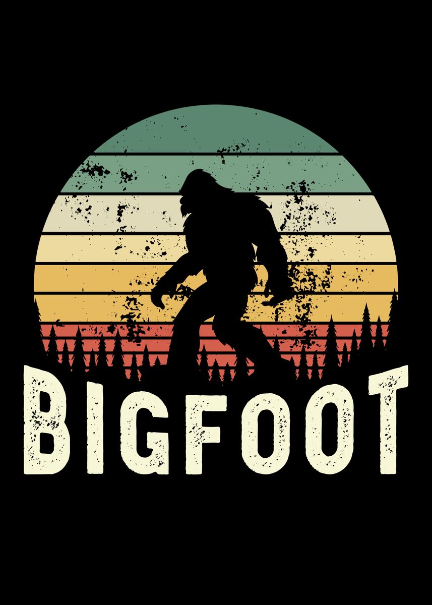 'Bigfoot Retro Sunset' Poster, picture, metal print, paint by Phil ...