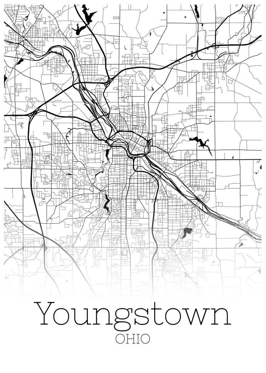 'Youngstown Ohio map' Poster, picture, metal print, paint by RelDesign ...