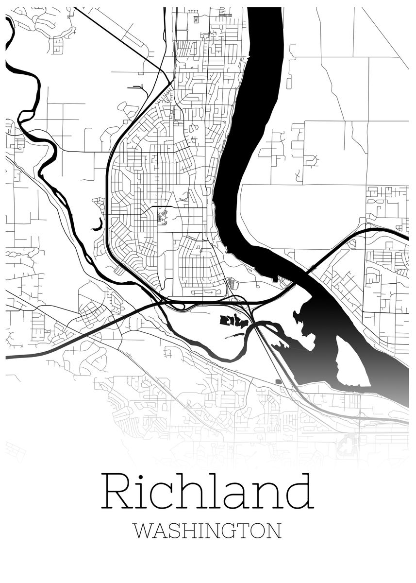 'Richland Washington map' Poster by RelDesign | Displate