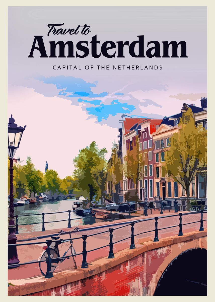 Aan de overkant Oven onenigheid Visit Amsterdam' Poster by Mercury Club | Displate